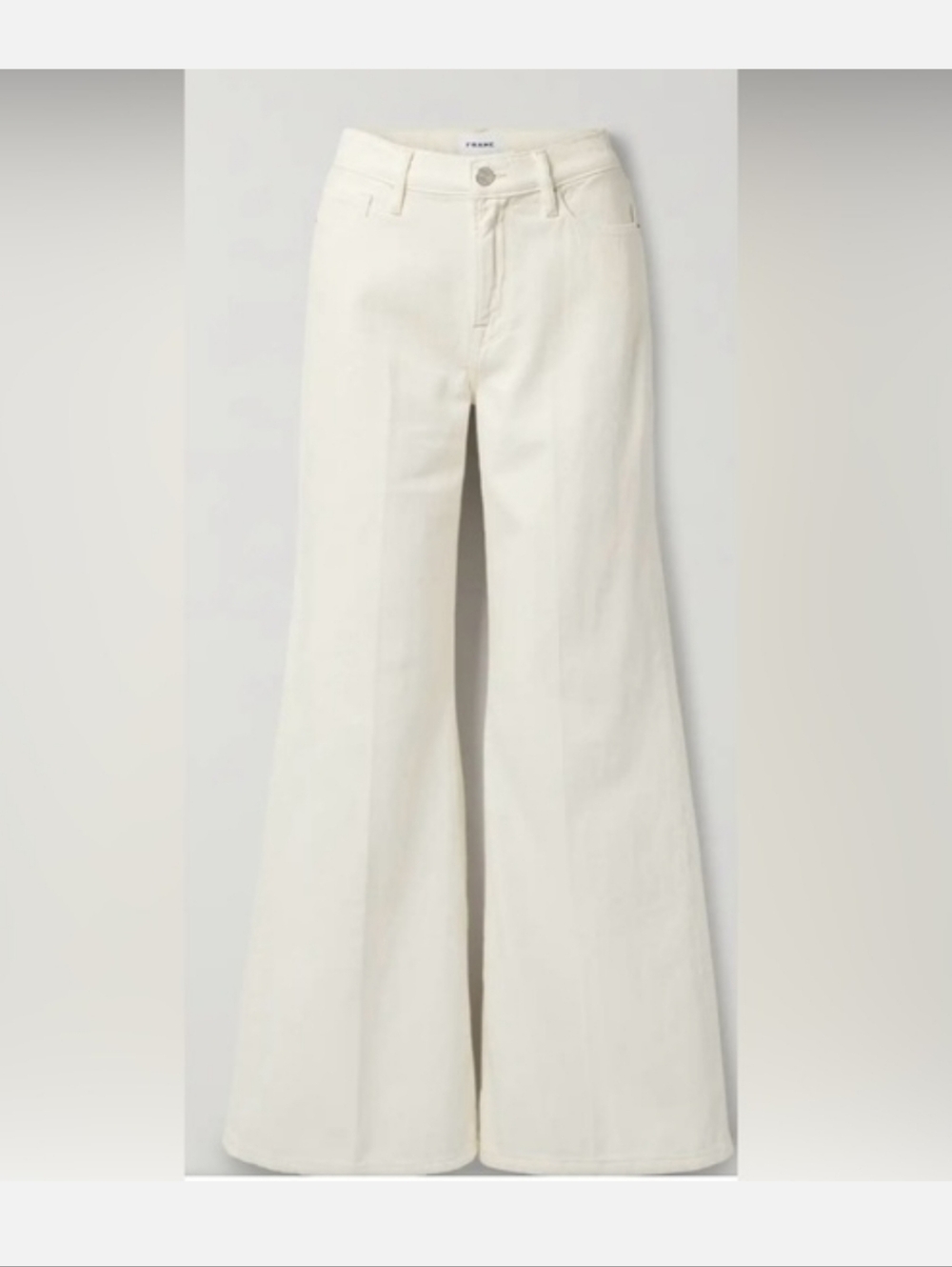 FRAME Le Palazzo High Rise Wide Leg Trousers Denim Jeans Off White Size 26